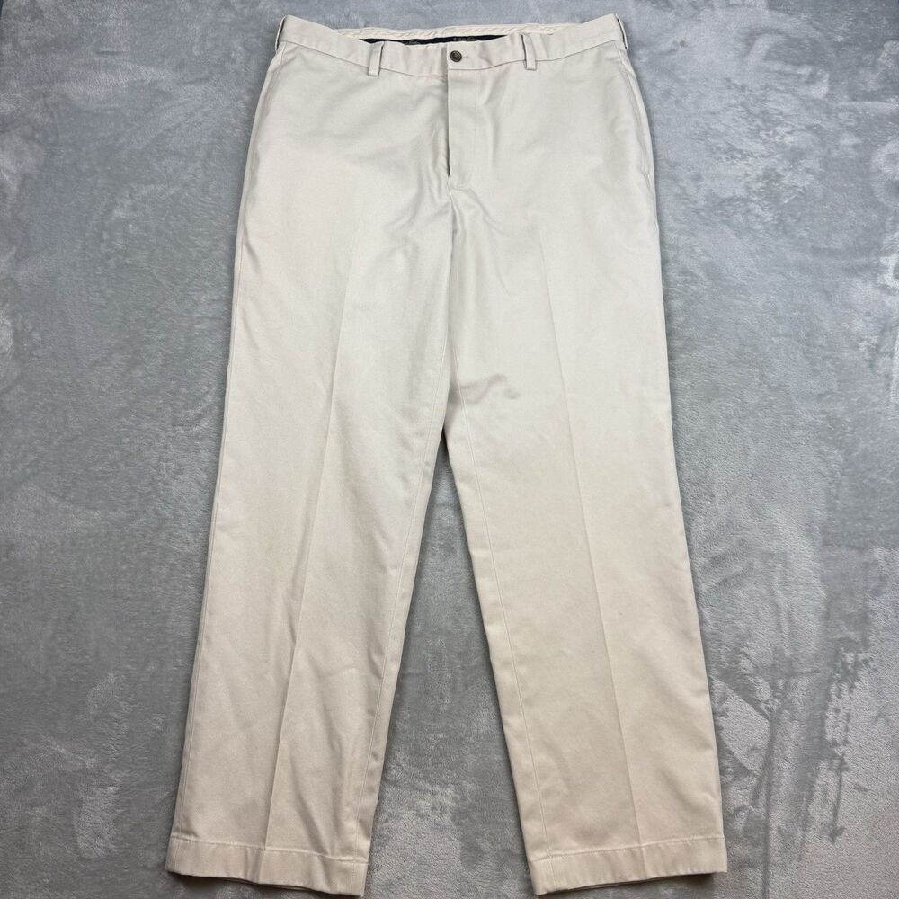 Brooks Brothers Advantage Chino Clark Mens 36x30 Beige Khaki Flat Front Pants